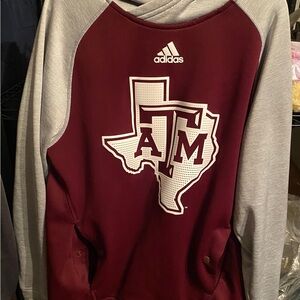 adidas Men's Maroon Crewneck Sweatshirt with Gray Long Sleeves Hoodie